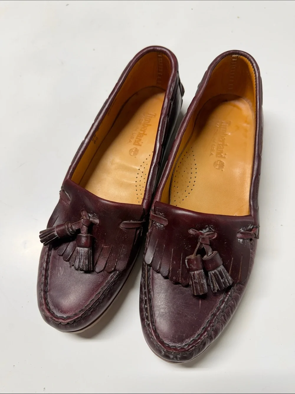 Timberland Burgundy Leather Tassel Kiltie Loafers size 7.5